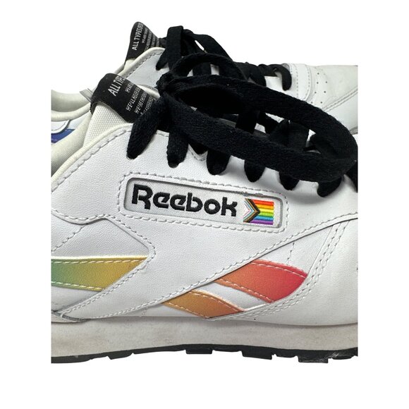 Reebok Classic Pride Edition Sneakers White W/ Rainbow Stripes Men's Size 8 - Picture 3 of 14